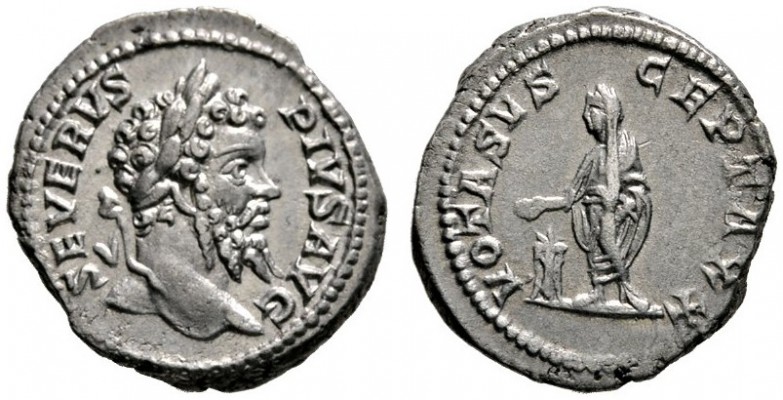 Kaiserzeit
Septimius Severus 193-211
Denar 202/210 -Rom-. SEVERVS PIVS AVG. Be...