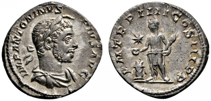 Kaiserzeit
Elagabalus 218-222
Denar 221 -Rom-. IMP ANTONINVS PIVS AVG. Belorbe...