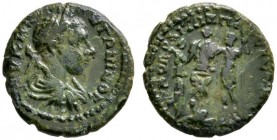 Kaiserzeit
Elagabalus 218-222
AE-17 mm (Provinzialprägung für MOESIA) -Nikopolis-. Belorbeertes und gepanzertes Brustbild nach rechts / Kaiser nach ...