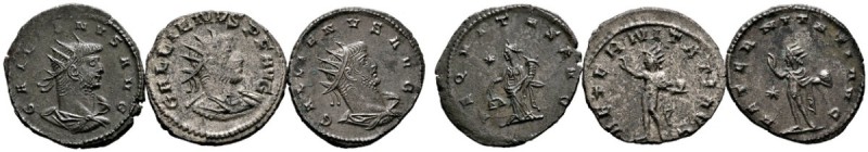 Kaiserzeit
Gallienus 253-268
Lot (3 Stücke): Antoniniane -Antiochia-. Drapiert...