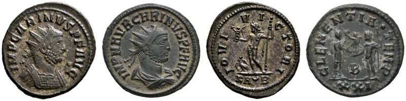 Kaiserzeit
Carinus 283-285
Lot (2 Stücke): Antoniniane -Siscia- bzw. -Cyzikus-...