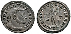 Kaiserzeit
Constantius I. Caesar 293-305
Folles 303/305 -Trier-. CONSTANTIVS NOBIL C. Belorbeerte Büste im Harnisch nach rechts / GENIO POPVLI ROMAN...
