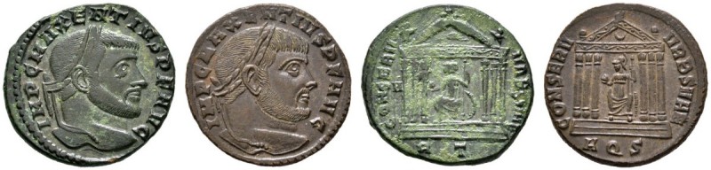 Kaiserzeit
Maxentius 306-312
Lot (2 Stücke): Folles -Rom- bzw. -Aquileia-. Bel...