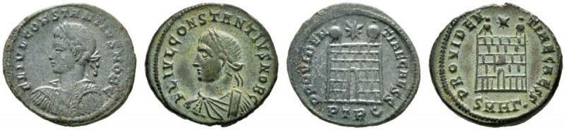 Kaiserzeit
Constantius II. 337-361
Lot (2 Stücke): Folles. Panzerbüste mit Dia...