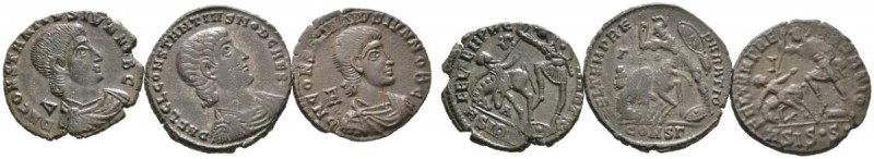 Kaiserzeit
Constantius Gallus Caesar 351-354
Lot (3 Stücke): Maiorina. Bloße P...