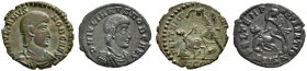 Kaiserzeit
Julianus II. Caesar 355-360
Lot (2 Stücke): Mittelbronzen (AE-19 mm). -Siscia- bzw. -Con­stantinopolis-. Bloße Panzerbüste nach rechts / ...