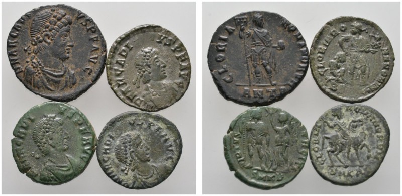 Kaiserzeit
Arcadius 383-408
Lot (4 Stücke): Bronzemünzen. Panzerbüste mit Diad...