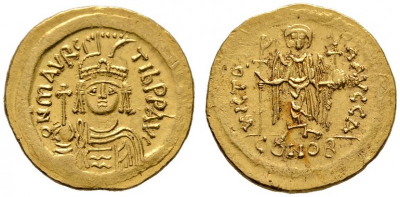 Mauricius Tiberius 582-602
Solidus 584/602 -Constantinopolis-. 4. Offizin. Gepa...