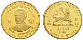 Äthiopien
Haile Selassie I. 1930-1937 und 1941-1974. 10 Dollars EE 1958 (1966). 75. Geburtstag und 50-jähriges Regierungsjubiläum. KM 38, Fr. 34. 3,6...