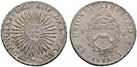Argentinien
8 Reales 1813 -Potosi-. KM 5. 26,88 g
selten, sehr schön
Aus Sammlung Dr. Lutz.