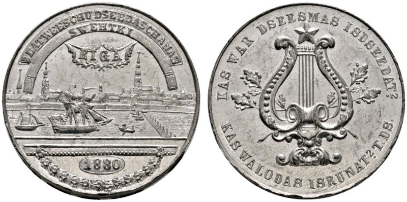 Baltikum-Riga, Stadt
Sigismund III. von Polen 1587-1621
Zinnmedaille 1880 unsi...