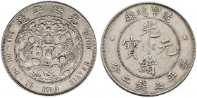 China-Ching-Dynastie
Hsuan-Tung 1908-1912
Dollar Jahr 1 (1908) -Tientsin-. Tai-Ching-Ti-Kuo. Y. 14, Kann 216, L./M. 11, Dav. 214. 26,75 g
sehr schö...