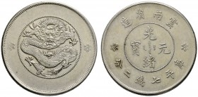 China-Provinz Yunnan
Dollar o.J. (1908). Y. 258 (ungenau), Kann 169, L./M. 421, Dav. 207. 26,71 g
feine Tönung, vorzüglich
Aus Sammlung Dr. Lutz.