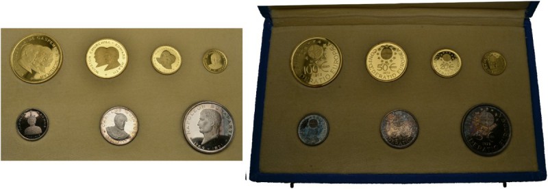 Europa
ECU-Währung in Europa. 7-tlg. Set "Paneuropa" 1972. Bestehend aus 4 Gold...