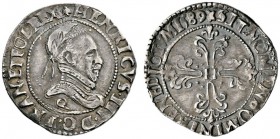 Frankreich-Königreich
Henri III. 1574-1589
Demi-franc au col plat 1589 -Narbonne-. Belorbeertes Brustbild im Harnisch nach rechts, darunter Münzstät...