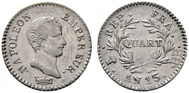 Frankreich-Königreich
Napoleon I. 1804-1815
Quart (1/4 Franc) L'AN 13 (1804/05...