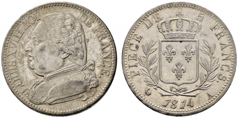 Frankreich-Königreich
Louis XVIII. 1814, 1815-1824
5 Francs 1814 -Paris-. Gad....