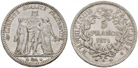 Frankreich-Königreich
Dritte Republik
5 Francs 1871 -Paris-. Gad. 745, Dav. 92.
winzige Randfehler, leichte Kratzer auf dem Avers, vorzüglich-Stemp...