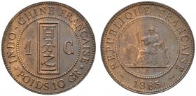Französisch Indochina
Bronze-1 Centime 1885. Lecompte 37, KM 1.
vorzüglich-Stempelglanz