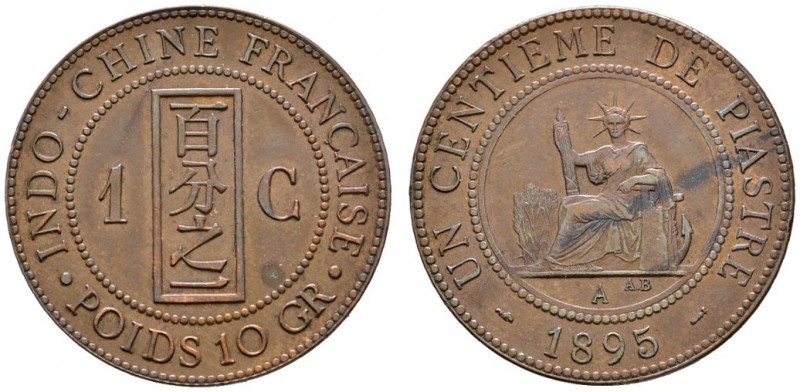 Französisch Indochina
Bronze-1 Centime 1895. Lecompte 46, KM 7.
seltener Einja...