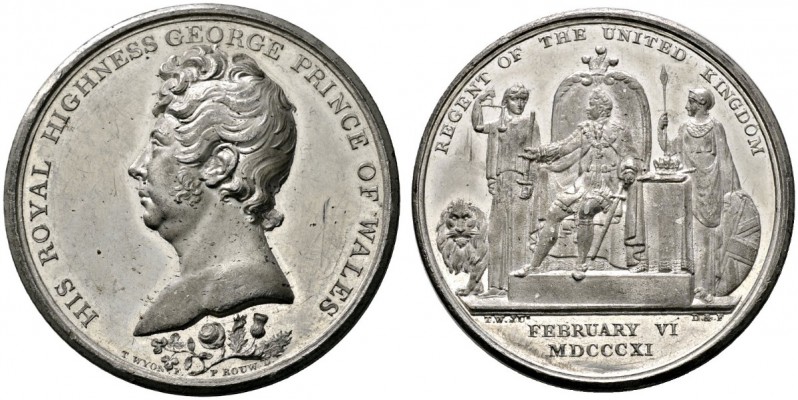 Großbritannien
George III. 1760-1820
Zinnmedaille 1811 von T. Wyon sen., auf d...
