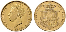 Großbritannien
George IV. 1820-1830
Sovereign 1830. Spink 3801, Fr. 377. 7,99 g
sehr schön-vorzüglich