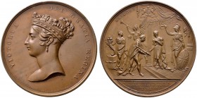 Großbritannien
Victoria 1837-1901
Bronzemedaille 1837 von J. Barber, auf den Besuch in London. Gekrönte Büste nach links / Victoria neben Britannia ...