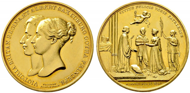 Großbritannien
Victoria 1837-1901
Vergoldete Bronzemedaille 1840 von Halliday,...