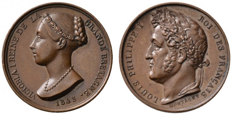Großbritannien
Victoria 1837-1901
Kleine Bronzemedaille 1843 von Montagny, auf...