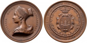 Großbritannien
Victoria 1837-1901
Bronzemedaille 1845 von Hart, auf den Besuch der Königin in Antwerpen (Anvers). Brustbild mit breitem Diadem nach ...