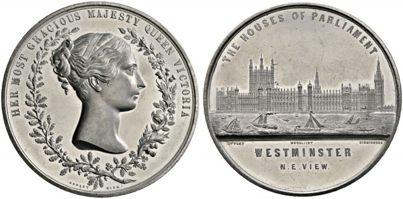 Großbritannien
Victoria 1837-1901
Große Zinnmedaille o.J. (1847) von Ottley, a...