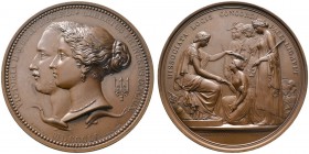 Großbritannien
Victoria 1837-1901
Große bronzene Prämienmedaille 1851 von W. und L.C. Wyon, der Weltausstellung in London. Die Büsten der Königin un...
