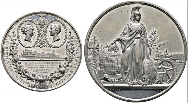 Großbritannien
Victoria 1837-1901
Große Zinnmedaille 1851 von Ottley, auf die ...