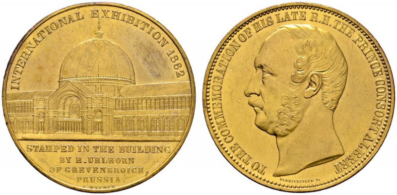 Großbritannien
Victoria 1837-1901
Vergoldete Bronzemedaille 1862 von Schnitzsp...