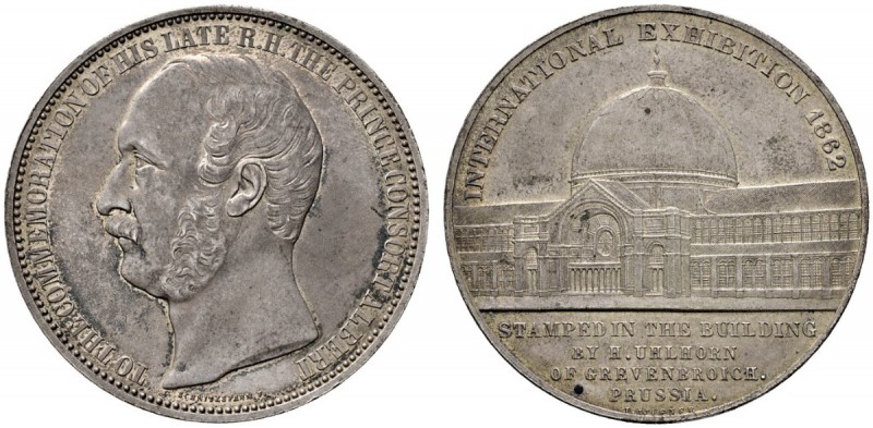 Großbritannien
Victoria 1837-1901
Versilberte Bronzemedaille 1862 von Schnitzs...