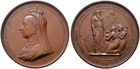 Großbritannien
Victoria 1837-1901
Bronzemedaille 1881 von L.C. Wyon, auf den Internationalen Medizinischen Kongress zu London. Gekröntes Brustbild m...