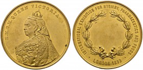 Großbritannien
Victoria 1837-1901
Vergoldete, bronzene Prämienmedaille 1893 von W. Mayer, der Internationalen Ausstellung für Hygiene, Pharmazie und...
