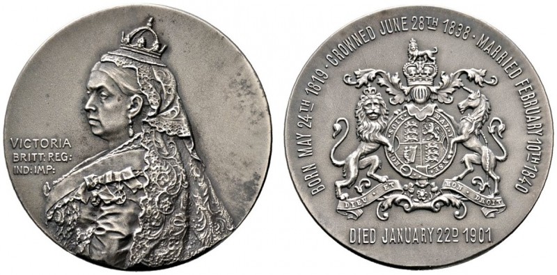 Großbritannien
Victoria 1837-1901
Mattierte Silbermedaille 1901 von Lauer, auf...