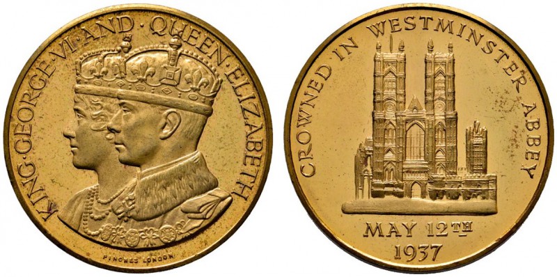 Großbritannien
George VI. 1937-1953
Vergoldete Bronzemedaille 1937 von Pinones...