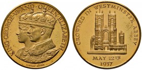 Großbritannien
George VI. 1937-1953
Vergoldete Bronzemedaille 1937 von Pinones, auf die Krönung in Westminster Abbey. Die gekrönten Brustbilder des ...