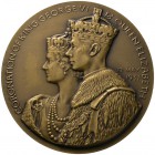 Großbritannien
George VI. 1937-1953
Einseitige Bronzemedaille 1937 unsigniert, auf seine Krönung. Gekrönte Brustbilder des Königs und seiner Gemahli...