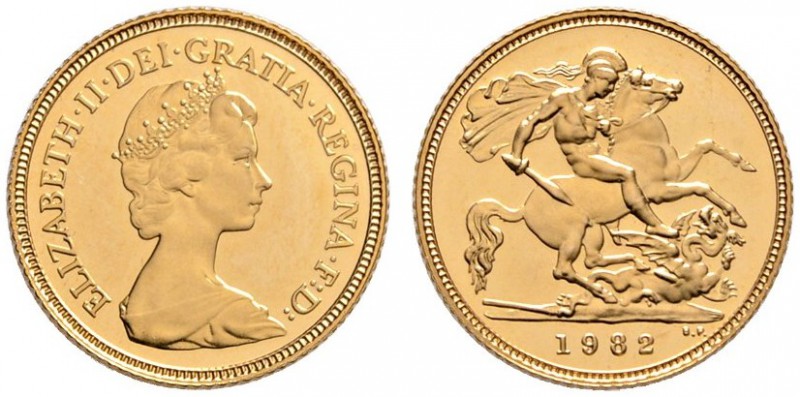 Großbritannien
Elizabeth II. seit 1953
1/2 Sovereign 1982. Spink 4205, Fr. 421...