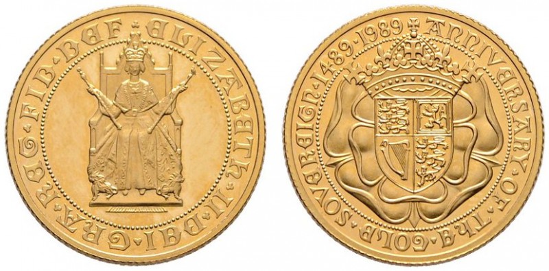 Großbritannien
Elizabeth II. seit 1953
Sovereign 1989. 500 Jahre "Gold-Soverei...