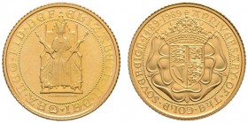 Großbritannien
Elizabeth II. seit 1953
1/2 Sovereign 1989. 500 Jahre Sovereign. Spink 4277, Fr. 435. 3,65 g Feingold
Polierte Platte