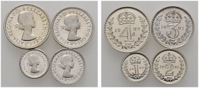Großbritannien
Elizabeth II. seit 1953
Maundy-Set (4-teilig) 1982. Bestehend aus: 4, 3, 2 und 1 Pence. Spink 4211.
selten, im roten Originaletui, S...