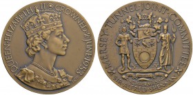 Großbritannien
Elizabeth II. seit 1953
Bronzemedaille 1953 mit Signatur E.Cr.P., auf die Krönung - gewidmet vom Mersey Tunnel Joint Committee unter ...