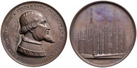 Italien-Königreich
Umberto I. 1878-1900
Bronzemedaille 1886 von F. Broggi, auf die 500-Jahrfeier der Erbauung der Mailänder Kathedrale. Brustbild de...