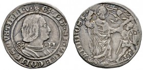 Italien-Mailand
Galeazzo Maria Sforza 1466-1476. Grosso da 4 Soldi o.J. Brustbild nach rechts zwischen GS-M / Hl. Ambrosius besänftigt Krieger in Rüs...