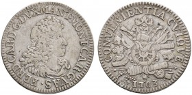Italien-Mantua
Ferdinando Carlo Gonzaga 1669-1707
Scudo 1703. MIR 731/1, Dav. 1377, CNI 48/49.
sehr schön