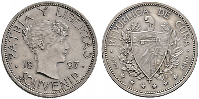 Kuba
Souvenir-Peso 1897. KM XM 3. 22,50 g
winzige Randfehler, vorzüglich
Aus ...